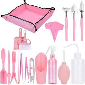 ChenQuanSarl-Kit D'Outils Pour Plantes Grasses - 26 Pièces - Mini Outils De Jardinage - Outil De Transplantation Miniature Pour Intérieur Et Extérieur - Rose - Neuf