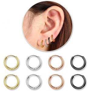 Kal-Boucles D'oreilles Creoles Pour Femme Homme Acier Inoxydable Argent Or Boucle D'oreille Creoles Cartilage Daith Helix Piercing Anneau Oreille Bijoux Hypoallergéniques Femme 6/8/10/12mm - Neuf