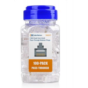 Connecteur Rj45 Cat6 Pack De 100 Fiche Rj45 Cat 6 Raversantes Pour C&acirc;bles Monobrins Ou Multibrins Utp/Connecteurs Cat6 Traversants - Neuf