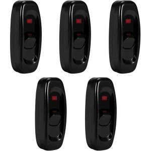 Interrupteur en ligne, 5 pièces AC 250 V 10 A, câble de commutation traversant, interrupteur marche/arrêt avec voyant LED pour lampe de chevet, câble électrique (noir) - Neuf