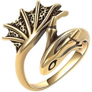 Kahfl-Bague Pour Femme En Argent Sterling 925,Anneau Ouvert Empilable,Taille Ajustable,Emballage Cadeau,Doré Dragon - Neuf