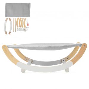 Hjlian Balancoire D'interieur Pour Chat Avec Cadre En Bois, Hamac, Lit A Bascule, Meuble Pour Chat, Jouet, Gris - Neuf