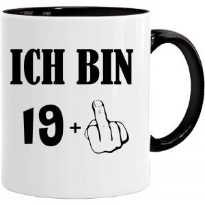 Eryi-Tasse D'anniversaire Avec Inscription Amusante Et Chat Avec Doigt Puant U2013 Ich Bin 19 + U2013 Tasse | Mug Comme Cadeau Amusant | Cadeaux Amusants Et Originaux | Tasse À Thé - Neuf