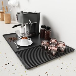 Kalanka-Tapis De Machine À Café, 24''x16'' Tapis De Séchage À Vaisselle Pour Bar À Café, Avec Amovible Tapis Egouttoir, Antidérapant Tapis Cafetiere Déversement, Pour Cafés Et Comptoirs De Cuisine - Neuf