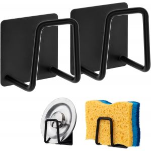 Eryi-Support Pour Éponge Crochet Pour Éponge À Vaisselle En Acier Inoxydable 304, Adhésif - Accessoires Pour Évier - Crochet Adhésif, Rangement De La Cuisine Et La Salle De Bain (2pack, Noir) - Neuf