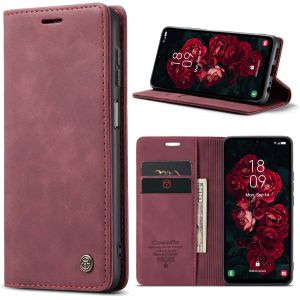 Case For Samsung Galaxy A25 5g Premium Leather Protective Pouch Wallet Flip Case Magnetic Case Cover For Samsung Galaxy A25, Wine Red - Neuf