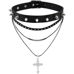 Kal-Pu Choker Avec Triple Collier Set Punk Gothic Choker Avec Pendentif Unique - Neuf