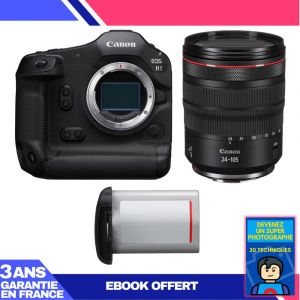 Boitier Canon EOS R1 + RF 24-105mm f/4 L IS USM + Canon LP-E19 + Ebook 'Devenez Un Super Photographe - Neuf