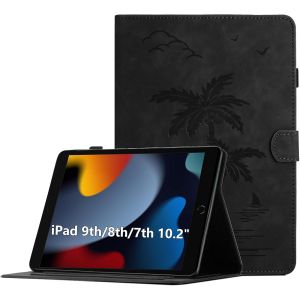 Coque Pour Ipad 8th Gen / 7th Gen/Ipad Pro 10.5"" / Ipad Air 3rd Gen, Housse De Protection Multi-Angles Étui En Cuir Pu Avec Fente Pour Carte, Auto Réveil/Sommeil, Noir - Neuf