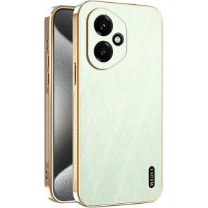 Kal-Coque Pour Honor 400 5g, Conception Unique En Métal Brossé, Prime Finition Cuir Housse, Très Mince Doux Silicone Tpu Bumper Antichoc Étui (Vert) - Neuf