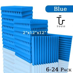 ORE-TOUO 6-24 Pack Studio mousse acoustique Studio de musique feuille insonorisée mousse insonorisante KTV salle Isolation porte panneau mural-24 Pcs With Tapes-Blue - Neuf