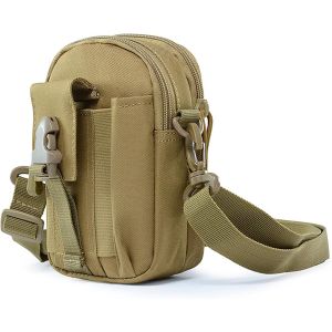 Sac Tactique Ceinture,900D Oxford R&eacute;sistant &agrave; l'eau Sacoche Ceinture Molle EDC,avec Bandouli&egrave;re R&eacute;glable Pochette Tactique pour T&eacute;l&eacute;phone,Plein-Air,Randonn&eacute;e,Alpinisme (Kaki) - Neuf