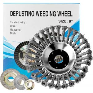 SUBZONAL-Brosse pour Debroussailleuse Tête Brosse Désherbage 8 Pouces 200 × 25,4 mm Tete Brosse de Debroussailleuse Universelle avec Accessoires Brosse pour Débroussailleuse Brosse de Désherbage - Neuf