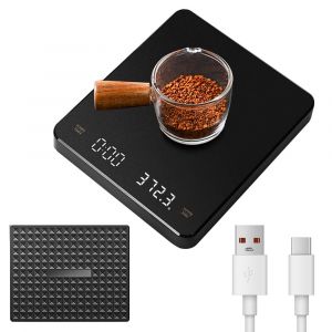 Balance &Agrave; Caf&eacute; &Eacute;lectronique 3 Kg/1 G, Multifonction, Rechargeable, &Eacute;cran Led Cach&eacute; Avec Coussinet En Silicone - Neuf
