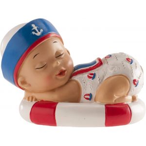 Sansh-Dekora - 310134 Figurine Gâteau Baptême Garçon Marin 10cm, Bleu Foncé - Neuf