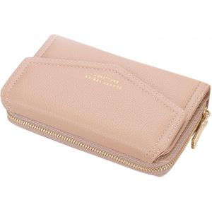 Portefeuille Femme Cuir Moyen Porte Monnaie Femmes Fermeture Éclair Poche À Monnaie Porte-Cartes Avec 10 Compartiments Pour Cartes Portefeuilles Pochette Femme (Rouge) - Neuf