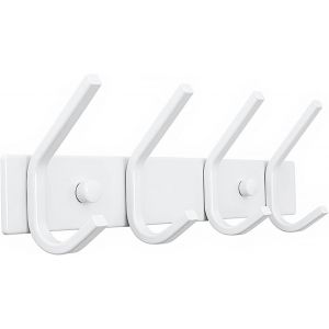 Porte Manteau Mural,Patères Porte Manteaux en Acier Inoxydable Crochet Mural pour Chambre Salle de Bain Cuisine (Blanc,4-Crochet) - Neuf