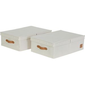 Premium - Boite de rangement avec Couvercle - Panier rangement en tissu lin - Pliable - Beige - Dimensions 33x50x24cm - Neuf