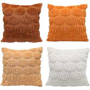 Trahoo-Lot De 4 Housses De Coussin Citrouille 40x40 Cm, Housses D&eacute;coratives Automne, Taies D`Oreiller Halloween, Housses De Coussin D`Ext&eacute;rieur Pour Canap&eacute;, Salon, Chambre, Chaise - Tous - Neuf
