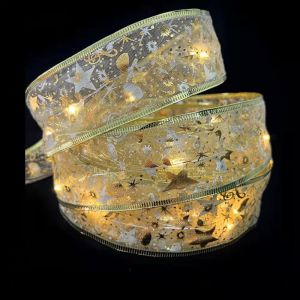 No&euml;l Ruban Lampe Ribbon Bow F&ecirc;te Du Nouvel An Arbre De No&euml;l D&eacute;coratif Lampe (4 M&egrave;tres De Estampillage D'or De La Bande [Lampe &Agrave; Chaud] - Neuf