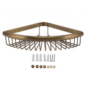 Hjlian Etagere De Douche D'angle Vintage En Laiton, Etagere De Rangement Triangulaire, Organisateur De Salle De Bain, Etagere D'angle - Neuf