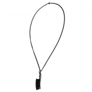 Collier Avec Pendentif Couteau A Decouper En Acier Inoxydable Pour Homme, Bijou Tendance, Noir - Neuf