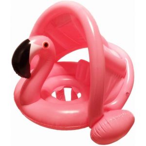 Bouée Gonflable Flamingo Pour Bébé Avec Auvent, Anneau De Natation Avec Siège De Sécurité, Pour Enfant (Rose) - Neuf