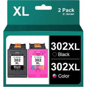 302XL Cartouches d'encre Remanufacturées Compatible pour HP 302 XL pour Officejet 3830 3831 3833 3835 4650 5220 5230 Envy 4520 4525 Deskjet 2130 3630 3632 (Noir, Couleur) - Neuf