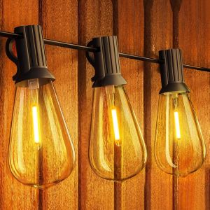 JGD-Guirlande lumineuse LED Ext&eacute;rieur 18M, ST38 Ampoules Ext&eacute;rieur Avec 30+1 Ampoules en Plastique, Etanche IP44 Lumi&egrave;res Suspendues Electricit&eacute; pour Jardin, Terrasse, F&ecirc;te, Caf&eacute;, 2700K Blanc Chaud - Neuf
