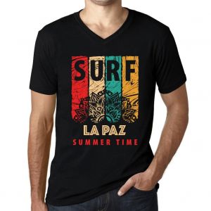 Homme Tee-Shirt Col V Surf D'&eacute;t&eacute; &Agrave; La Paz - Summer Time Surf In La Paz - T-Shirt Graphique &Eacute;co-Responsable Vintage Cadeau Nouveaut&eacute; - Neuf