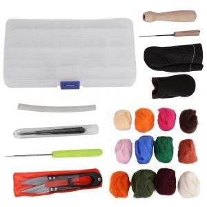 12 Couleurs DIY Color&eacute; Aiguille Feutrage Laine M&egrave;che Filature Couture D&eacute;butant Artisanat Kit d'outils - Neuf