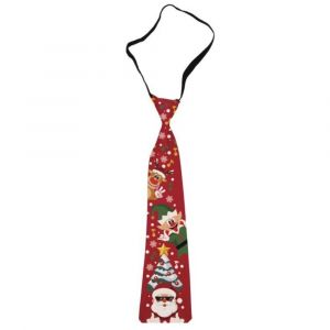 Cravate Noël Musicale Personnages Rouge Homme - Neuf