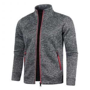 &Agrave; Manches Longues Big And Tall Plein Zipper Cardigan Pull Pour Homme Avec Pied De Col Et Poches En Tricot - Neuf