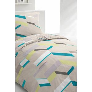 Parure De Couette En Coton - 57 Fils/Cm&sup2; - Taupe 140x200 Gris - Neuf