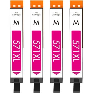 ERYI-Cli-571Xl Magenta Cartouche D'Encre Compatible Avec Canon Cli-571 Xl M Multipack (4-Pack), Pour Pixma Mg5750 Ts5050 Mg5751 Ts5055 Mg5753 Mg6850 Mg6851 Ts5051 Ts5053 Ts6050 Mg7750 - Neuf