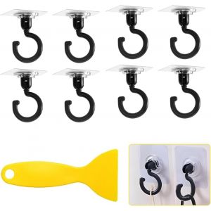8 Pcs AdhéSif Moustiquaire Crochets,Plafond Crochets Muraux Pivotant,Sans PerçAge Crochet Autocollant Plafond,Crochets Auto AdhéSifs Rotatif,Pour Suspendre Articles MéNagers Quotidiens - Neuf
