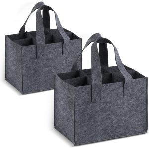 MEVRONISSHOP-2 Pcs Sac à Vin en Feutre 6 Compartiments, Sac à Bouteilles pour 6 Bouteilles, Porte Bouteille Vin, Sac Bouteille Vin, Porte-Bouteilles, Sac de Transport avec Poignée Réutilisable pour V - Neuf