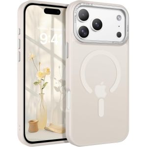 TRAHOO-Coque Magn&eacute;tique pour iPhone 17 Pro Max, 6,9 Pouces, Compatible avec MagSafe, Etui Translucide Mat Arri&egrave;re Housse Fine Antichoc Case, Gris Clair - Neuf