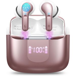 KAL-Ecouteurs Bluetooth Sans Fil, 2025 Oreillette Bluetooth 5.4 Hifi Stéréo 3D, 48Hrs Ecouteurs Sans Fil Avec Cvc8.0 Antibruit Mic, Ip7 Étanche Casque San Fil Sport Écran Led, Usb-C Pour Android/Ios - Neuf
