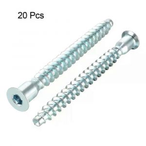 20Pc 7x39/49/59/69mm Entraînement à douille hexagonale Tête fraisée Meubles Confirmat Vis en bois autotaraudeuse Vis de connexion zinguée - Neuf