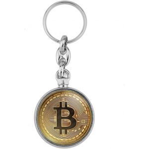 Kal-Porte-Clés En Métal Bitcoin Btc Double Face - Logo 33mm Dôme Pvc - Cadeau Montre Antique - Neuf