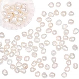Meimie-2 Brins Environ 124 Perles Culture D'eau Douce Naturelles,5 6.5mm Perle D'eau Douce Blanche Polie Sur Deux Côtés Ch Perles En Vrac Pour Fabrication De Bijoux Artisanaux,Blanc Crème - Neuf