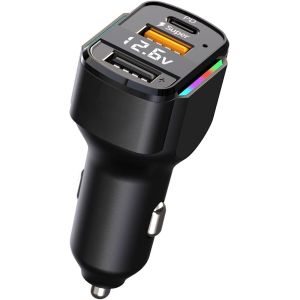 80w Chargeur Voiture Allume Cigare Usb, 3 Ports Pd3.0 & Qc3.0 Super Rapide Allume Cigare Usb C Prise Avec, Chargeur De Voiture Usb Avec Voltm&egrave;tre Led - Neuf