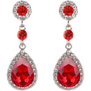 Boucles D'oreilles Femme Forme Goutte D'eau Pendentif Larme Plaqué Argent Blanc Avec Coupe Zircone Cubique Cristaux Bijoux Pierced Boucles D'oreilles Mariage Bal De Promo Bijou.[X3061] - Neuf