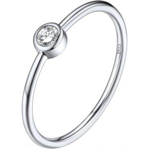 Tianyi-Bague Fine Argent 925 Strass Anneau Femme Zircon Blanc/Noir Chaine Cercle 3mm Cristal Doigt Fille Annulaire Index Zirconium Rond/Coeur 47/49/52/54/57/59/62/64/67 Cadeau Maman Soeur Copine - Neuf