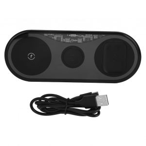 Chargeur sans fil 3 en 1 pour telephone portable, montre, casque, multifonction, station de charge de bureau, noir - Neuf