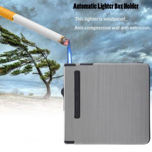 HJLIAN Etui a cigarettes automatique, support de boite en metal coupe-vent sans gaz, noir - Neuf