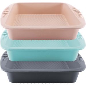 3 Pièces Moule Carré Silicone, 24,5 Cm Moule À Gâteau Silicone Carré, Moule Silicone Patisserie Carré En Silicone Antiadhésif Pour Brownie, Tiramisu, Gâteaux En Couches - Neuf