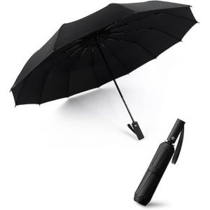 Yemaesre-Parapluie À 10 Os - Grand Parapluie Compact Et Pliable - Résistant Aux Tempêtes - Avec Automatique - Coupe-Vent - Noir - Se Plie Vers L'intérieur - Pour Homme Et Femme - Revêtement En Téflon - Neuf