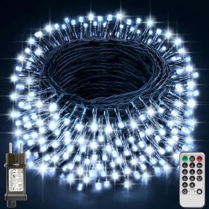Guirlande Lumineuse De Noël, 38.2m 320 Led Lumières De Noël Intérieur Et Extérieure, 8 Modes Et Fonction Mémoire Guirlande Lumineuse Sapin Pour Balcon, Jardin, Maison Décoration - Blanc Froid - Neuf